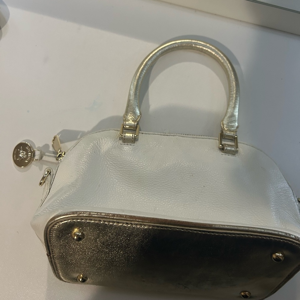Elegant White and Gold Handbag